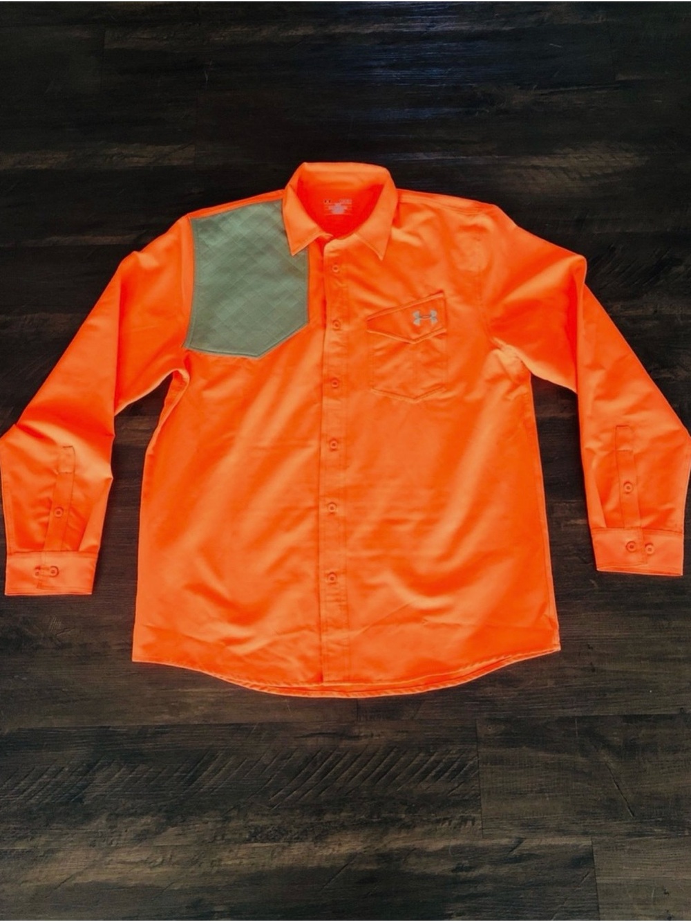 Under Armour Hunting Shooting Orange Padded Shoulder Long Sleeve Mens XL Shirt